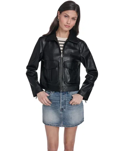 Levi's Women's Faux Leather Zip-front Jacket In Black