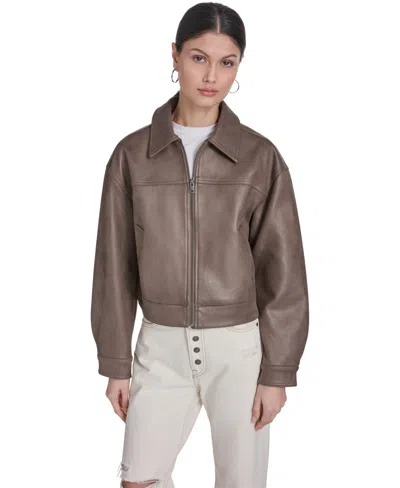 Levi's Women's Faux Suede Relaxed Fit Zip Front Jacket In Brown