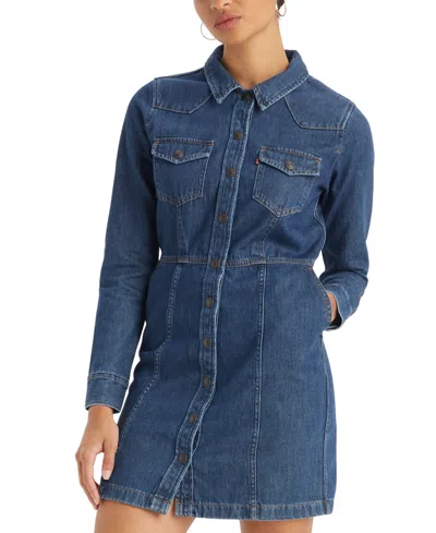 Levi's Women's Flynn Western Cotton Denim Dress In A New York Moment