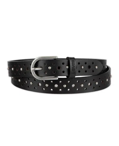 Levi's Women's Fully Adjustable Perforated And Studded Leather Jean Belt In Multi