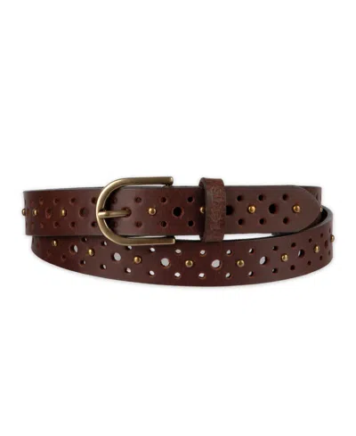 Levi's Women's Fully Adjustable Perforated And Studded Leather Jean Belt In Multi