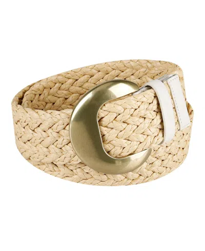 Levi's Women's Fully Adjustable Raffia Belt With Statement Buckle In Natural