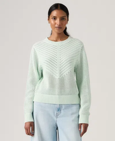 Levi's Gaelle Long-sleeve Crochet Pullover Sweater In Blue