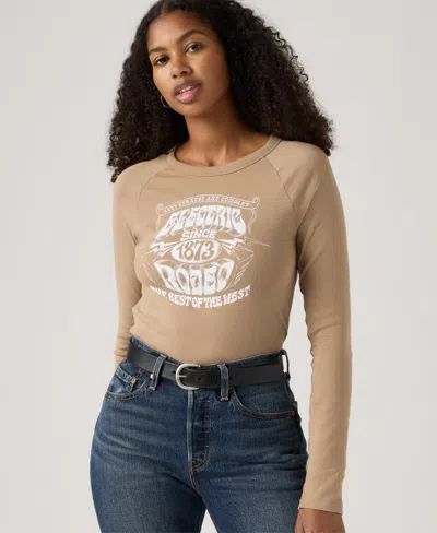Levi's Women's Graphic Essential Raglan Long Sleeve Top In Brown