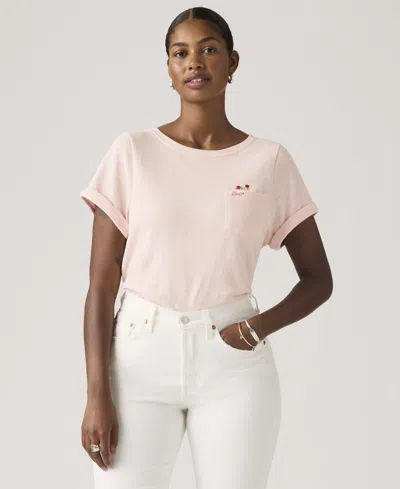 Levi's Women's Graphic Julie Pocket Crewneck Cotton T-shirt In Pink