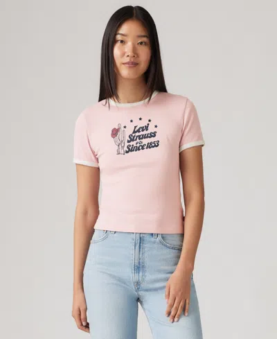 Levi's Women's Graphic Ringer Rickie T-shirt In Pink