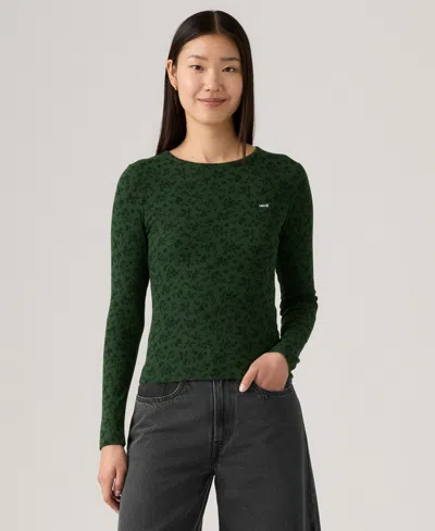 Levi's Women's Hayes Clara Strip Long Sleeve Top In Green