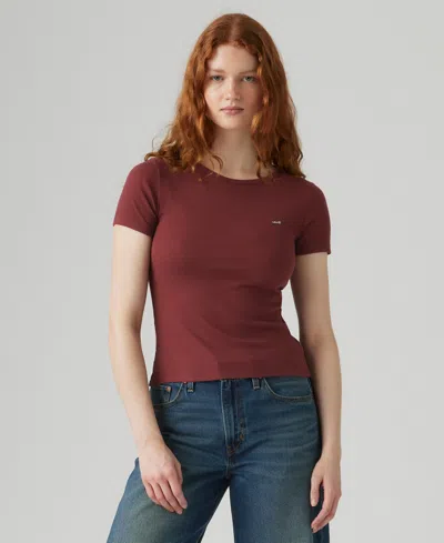 Levi's Women's Hayes Slim-fit Short-sleeve Crewneck T-shirt In Brown