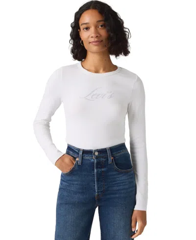 Levi's Women's Hayes Slim-fit Graphic Long-sleeve T-shirt In White