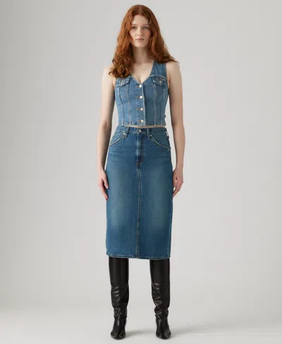 Levi's Women's High-rise Back Slit Skirt In Blue