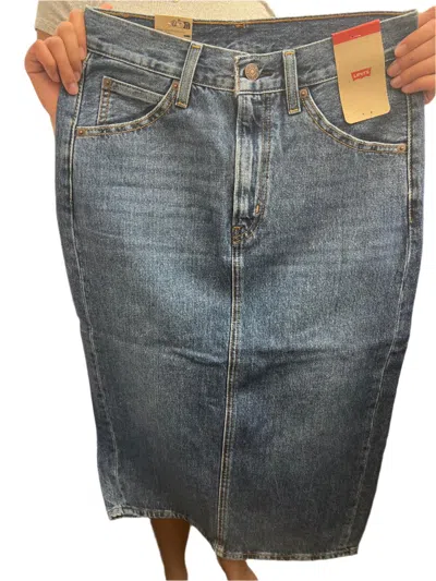 Levi's Women's High-rise Back Slit Skirt In Meadow Games In Blue