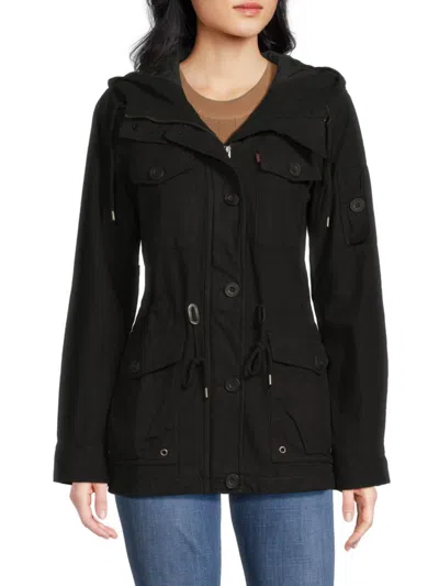 Levi's Women's Hooded Utility Jacket In Black
