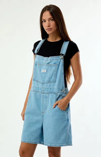 Levi's Women's I Will Light Blue Vintage Short Overalls In Light Indigo