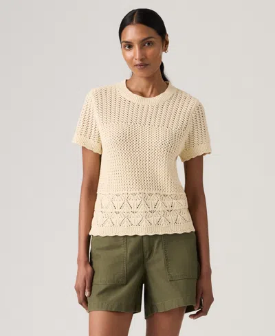 Levi's Women's Isabelle Crochet Short-sleeve Sweater In White