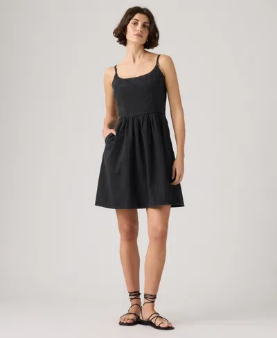 Levi's Women's Jadine Square Neck Denim Mini Dress In Black