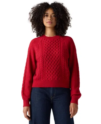 Levi's Women's Jolie Cable-knit Long-sleeve Crewneck Sweater In Emboldened