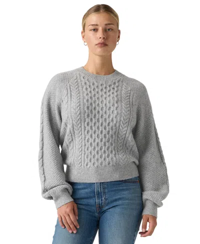 Levi's Women's Jolie Cable-knit Long-sleeve Crewneck Sweater In Gray