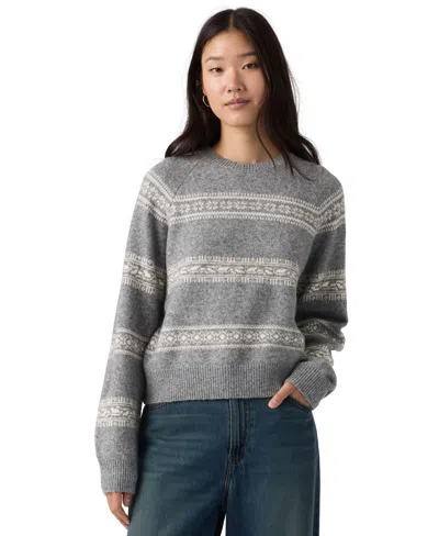 Levi's Women's Jolie Fair Isle Wool-blend Crewneck Sweater In Gray