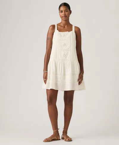 Levi's Women's Kate Embroidered Square Neck Mini Dress In White