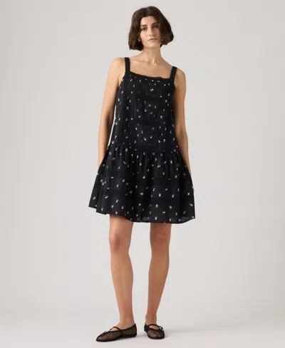 Levi's Women's Kate Floral Square Neck Mini Dress In Black