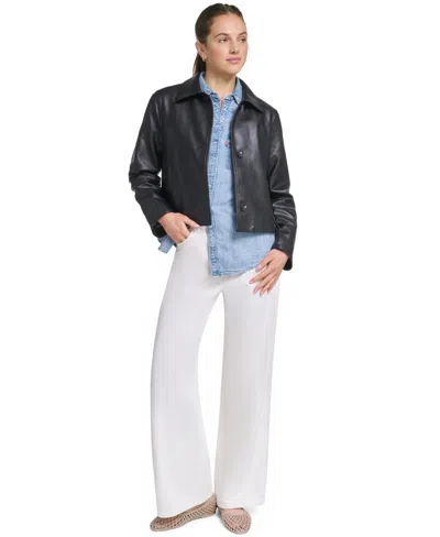 Levi's Women's Laydown Collar Cropped Snap Jacket In Black