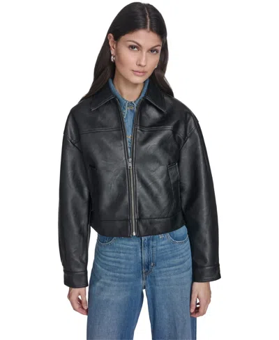 Levi's Women's Laydown Collar Zip-front Jacket In Black