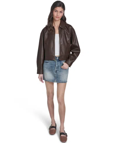 Levi's Women's Laydown Collar Zip-front Jacket In Brown