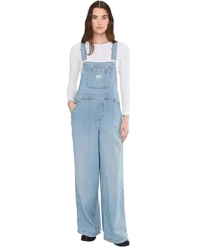 Levi's Women's  Premium Xl Baggy Overalls Blue Denim Cotton Straight Leg Red960