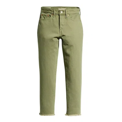 Levi's Women's  Wedgie Jeans Denim 100% Cotton Raw Hem Straight Leg Nwt In Green