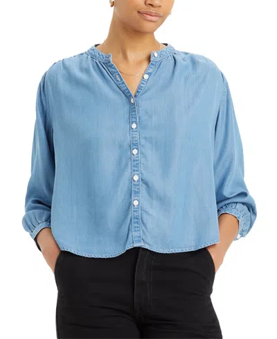 Levi's Women's Lilah Button-front 3/4-sleeve Blouse In Blue