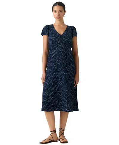 Levi's Women's Lilith V-neck Midi Dress In Inga Dot Navy Blazer