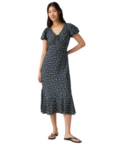 Levi's Women's Lira Floral A-line V-neck Midi Dress In Blue