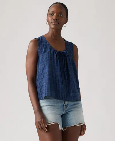 Levi's Women's Luella Sleeveless Tie-neck Blouse In Blue