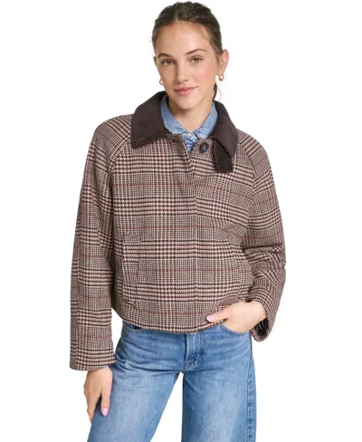 Levi's Women's Mac Wool-blend Short Jacket In Brown Combo Glen Plaid W. Coffee Cord