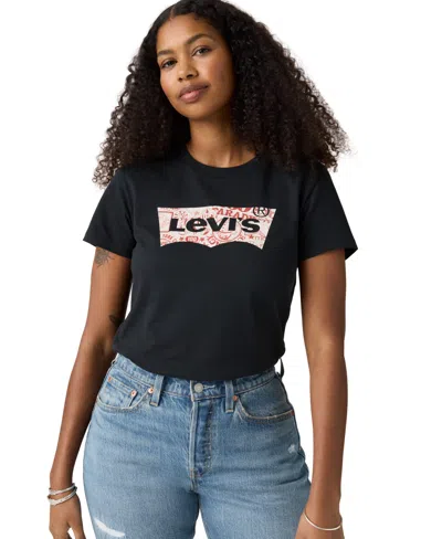 Levi's Women's Macy's 100th Parade Perfect Graphic Logo Cotton T-shirt, Macy's Exclusive In Black
