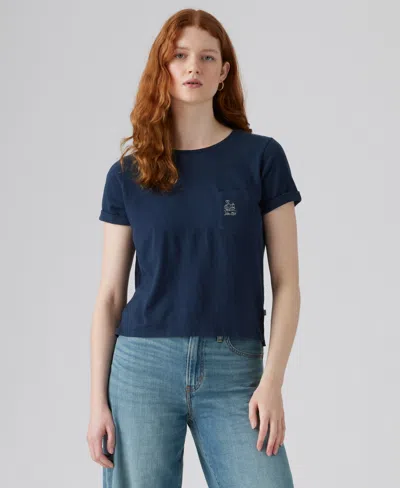 Levi's Women's Margot Cotton Embroidered-trim T-shirt In Blue