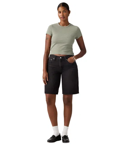 Levi's Women's Mid Rise Baggy Shorts In Black