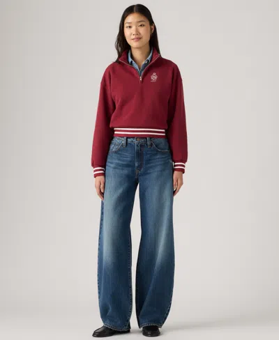 Levi's Women's Middy Balloon Mid Rise Denim Loose Jeans In Burgundy