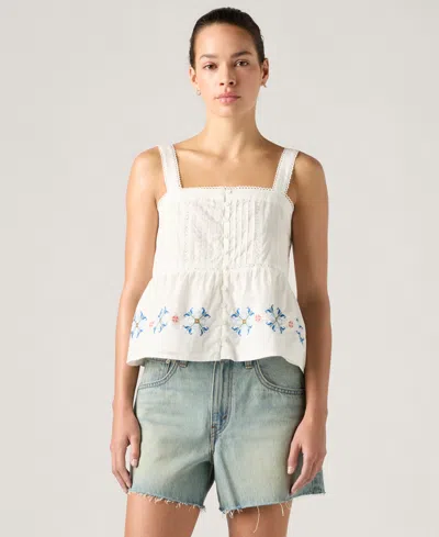 Levi's Women's Mimi Square Neck Sleeveless Cotton Blouse In White