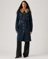 Levi's Mob Wife Belted Denim Coat With Removable Faux Fur Collar In Blue