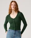 Levi's Women's Muse Ribbed Long-sleeve Button-up Top In Green