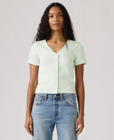 Levi's Women's Muse Short-sleeve Button-front Top In Blue