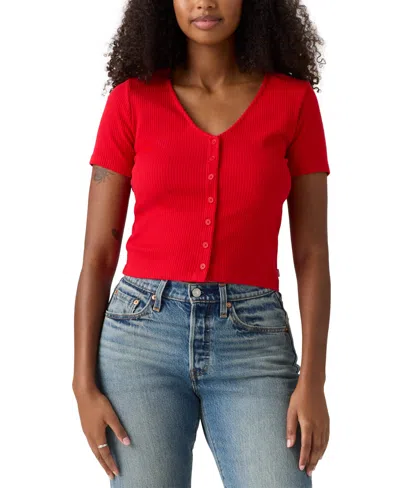 Levi's Women's Muse Short-sleeve Button-front Top In Red