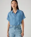 Levi's Women's Oakley Short-sleeve Button Down Shirt In Blue