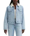 Levi's Faux Shearling & Cotton Denim Jacket In Blue