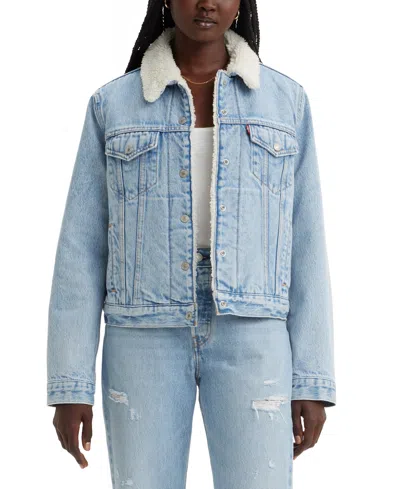 LEVI'S WOMEN'S ORIGINAL DENIM TRUCKER WITH SHERPA LINING