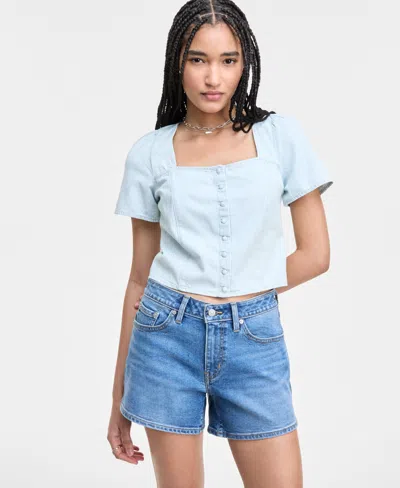 Levi's Women's Pascale Cotton Square-neck Blouse In Blue