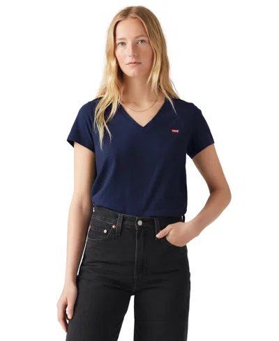 Levi's Women's Perfect Cotton V-neck Short-sleeve T-shirt In Blue