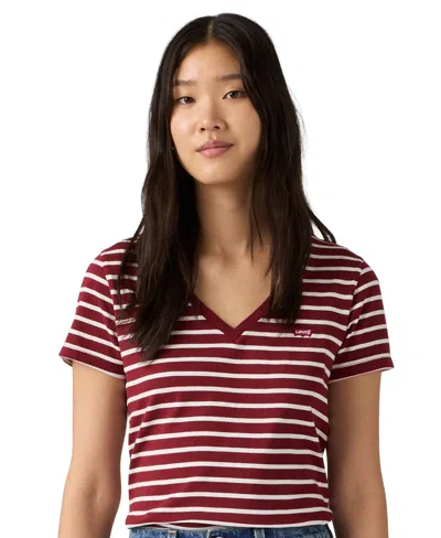 Levi's Women's Perfect Cotton V-neck Short-sleeve T-shirt In Purple