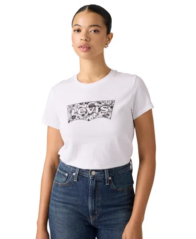 Levi's Women's Perfect Graphic Logo Cotton T-shirt In White